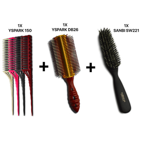 Brosse plate semi ronde yspark db6 associé avec des peignes à crêper yspark 150 avec une brosse plate sanbi sw221