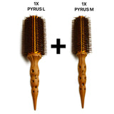 brosse ronde en poil sanglier et nylon pyrus en diamètre grande et moyenne 