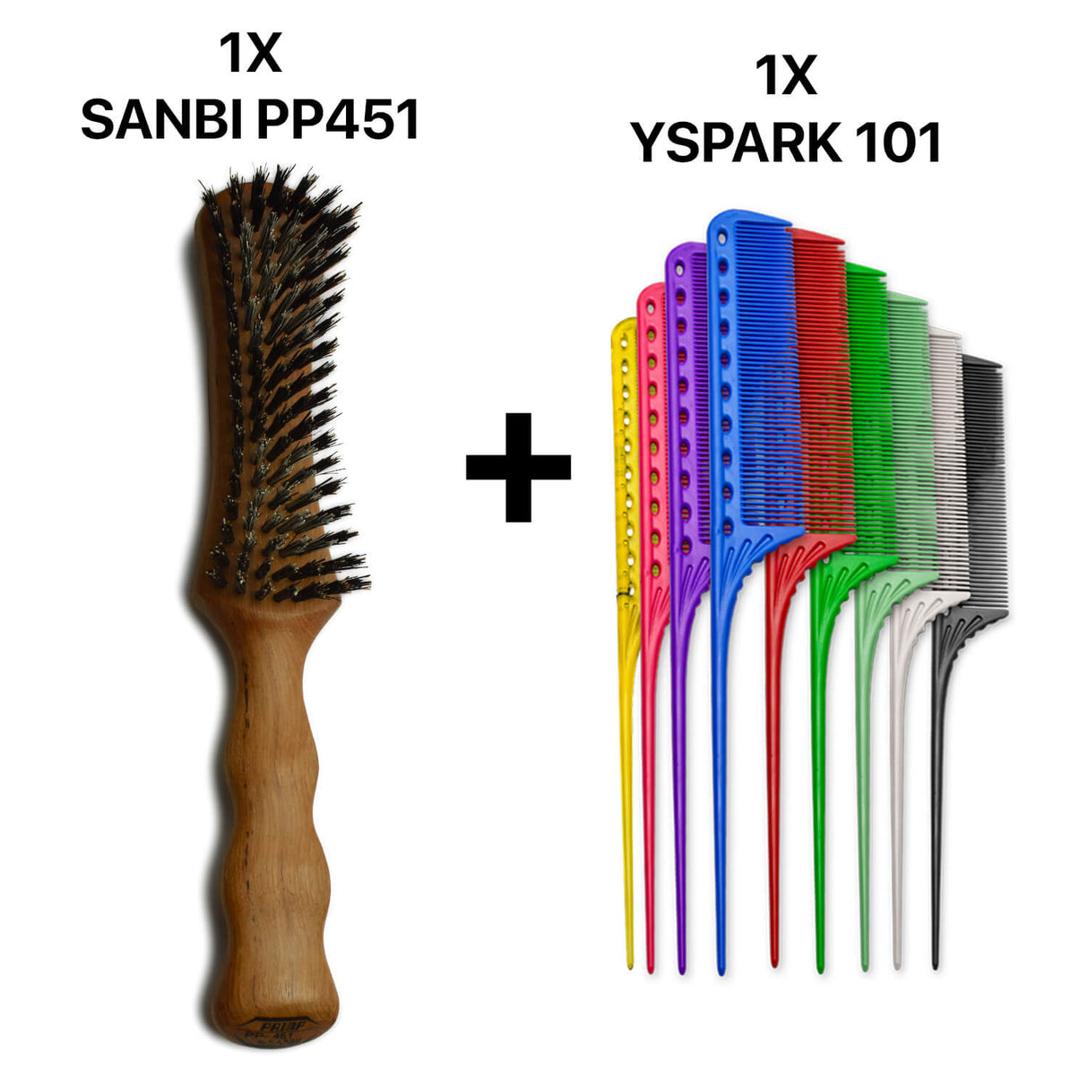 brosse plate sanbi pp451 associé avec un peigne yspark 101 à queue 