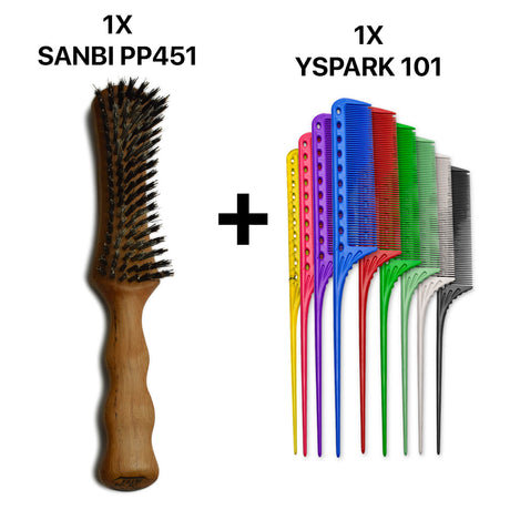 brosse plate sanbi pp451 associé avec un peigne yspark 101 à queue 