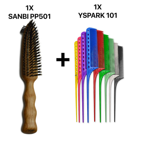 brosse plate sanbi pp501 associé avec un peigne yspark 101 à queue