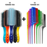 brosse plate synthétique yspark t9 associé avec des peignes techniques yspark 101