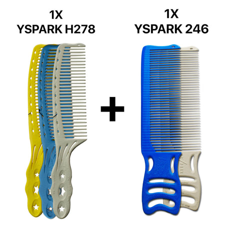 peignes de coupe homme yspark h278 et peignes yspark mambo peigne ciseaux blanc et bleu 246