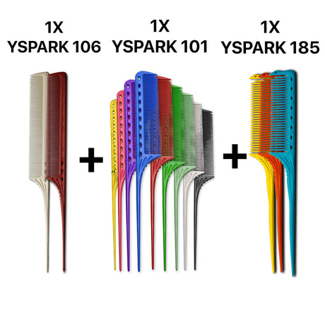 peigne à queue yspark 106 associé avec les peignes techniques yspark 101 et les peignes à queue yspark 185