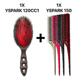 brosse plate yspark tortoise 120cc1 associé avec un ensemble de peigne à crêper yspark 150