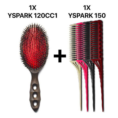brosse plate yspark tortoise 120cc1 associé avec un ensemble de peigne à crêper yspark 150
