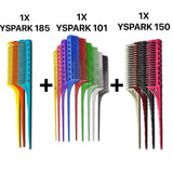 peigne à queue yspark 185 associé avec les peignes techniques yspark 101 et les peignes à crêper yspark 150