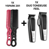 peigne yspark barber 281 associé avec un duo de tondeuse FEEL Japan, tondeuse de coupe N900 et N700