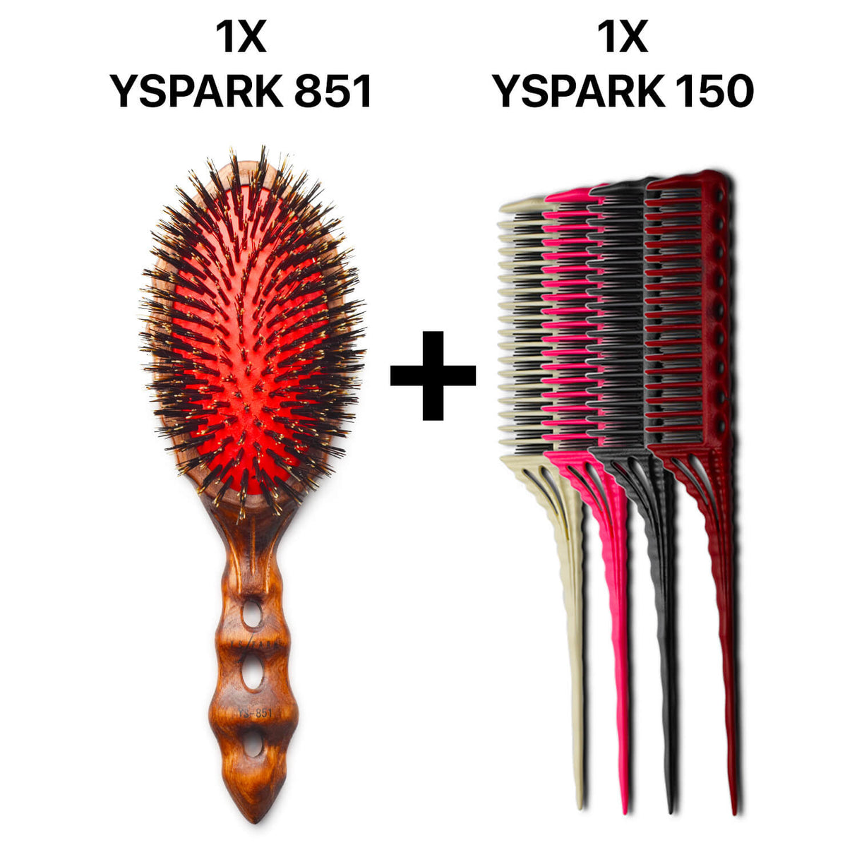 brosse plate yspark tortoise 851 associé avec un ensemble de peigne à crêper yspark 150