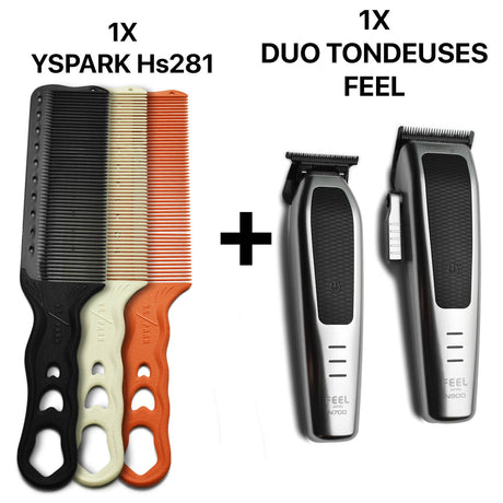peignes tondeuses yspark hs281 noir, orange et blanc associé aux tondeuses de coupe et de finition FEEL japan N900 et N700. 