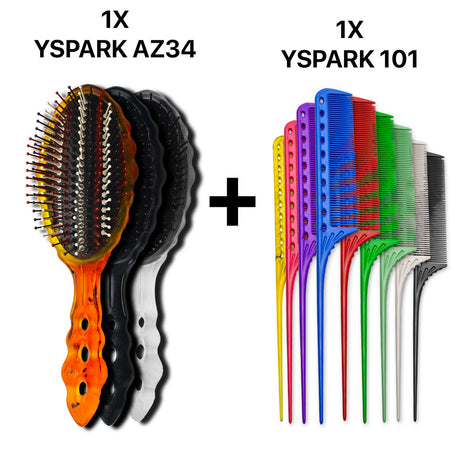 brosse paddle plate yspark az34 associé avec un peigne à queue yspark 101 
