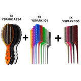 brosse paddle plate yspark az34 associé avec un peigne à queue yspark 101 et un peigne yspark 150 à crêper 