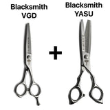 Ciseaux japonais Blacksmith VGD pour la coupe et ciseaux sculpteurs Blacksmith YASU professionnels pour fondre les volumes et alléger la matière.