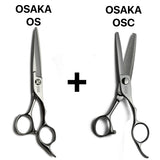 Set de ciseaux de coiffure professionnels OSAKA OS : tranchant japonais et sculpteurs précis OSAKA OSC pour un usage intensif en salon.