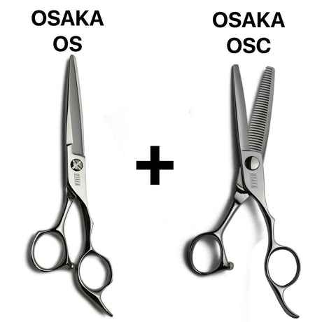 Set de ciseaux de coiffure professionnels OSAKA OS : tranchant japonais et sculpteurs précis OSAKA OSC pour un usage intensif en salon.