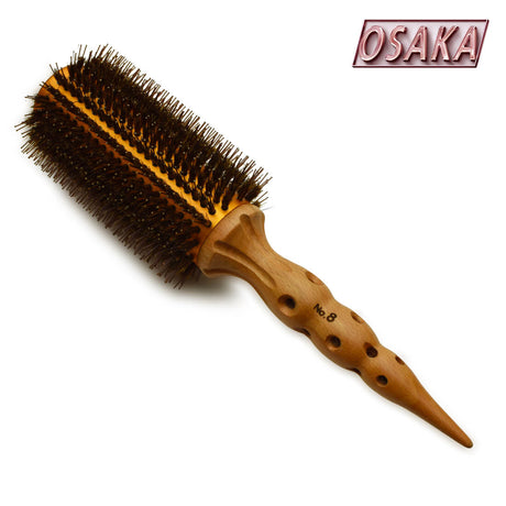 Brosse OSAKA Pyrus No. 8 – poils sanglier, manche bois percé, brushing volume XXL