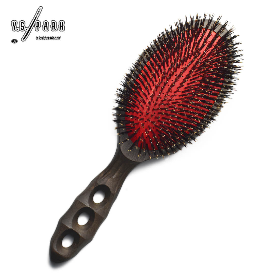 Brosse Y.S. Park 120CC1 ventilée – 100 % poils de sanglier, bois carbone, prise sèche anti‑glisse