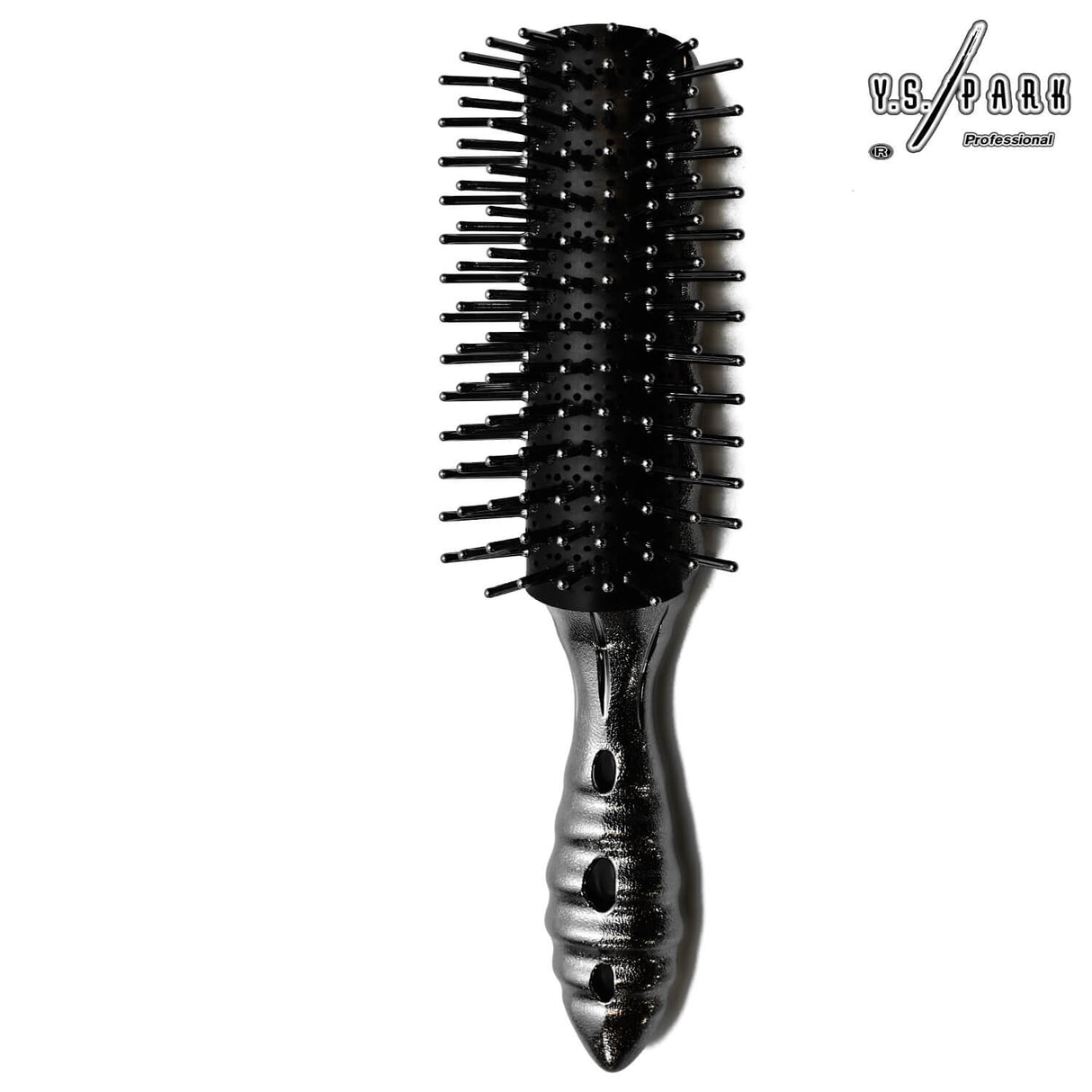 brosse luxury yspark lap 32 en noir  brillant avec perforation de ventilation sur le manche 
