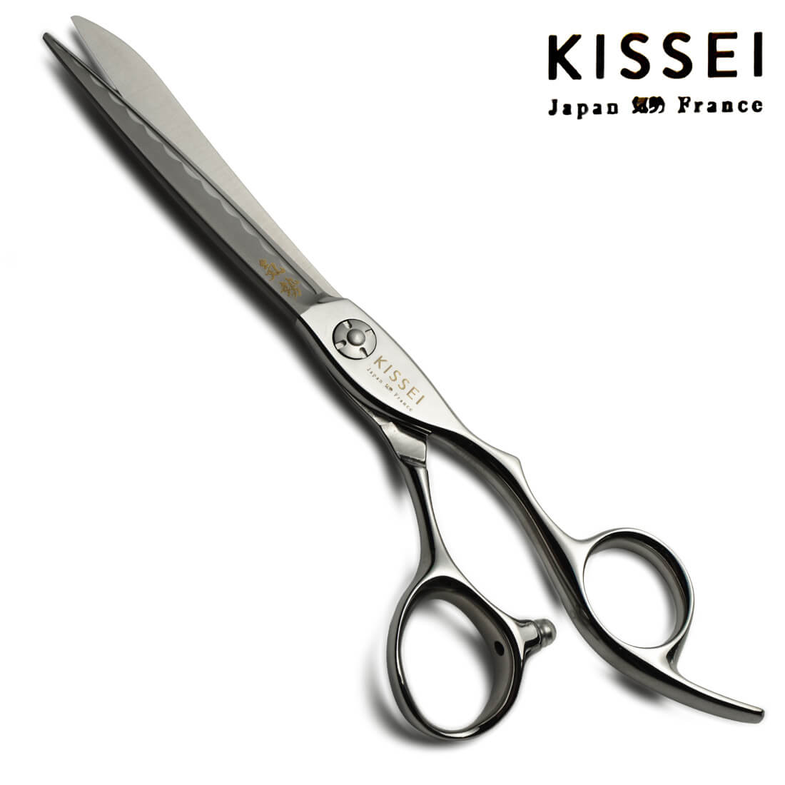 ciseaux de coiffure japonais de la marque Kissei du modèle KIFLOWPOWER avec une lame plus épaisse et puissante. 