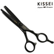 ciseaux sculpteurs de la marque kissei en noir pouvant désépaissir les cheveux en douceur. 