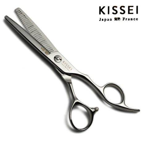 ciseaux japonais sculpteurs effileurs kissei utilisés pour désépaissir les cheveux avec un manche ergonomique 