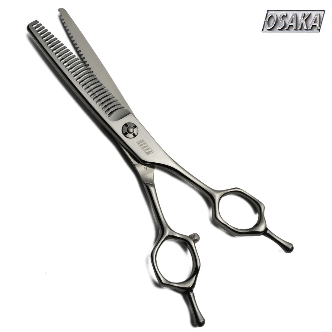 ciseaux osaka sculpteurs et effileurs cxa avec double lame dentelées pour un ratio de coupe de 20% des cheveux. 