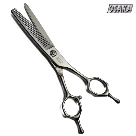 ciseaux osaka sculpteurs et effileurs cxa avec double lame dentelées pour un ratio de coupe de 20% des cheveux. 