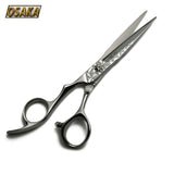 Ciseaux droits gauchers OSAKA Geode, finition martelée brillante, design ergonomique et moderne, destinés aux professionnels de la coiffure pour une coupe précise et confortable