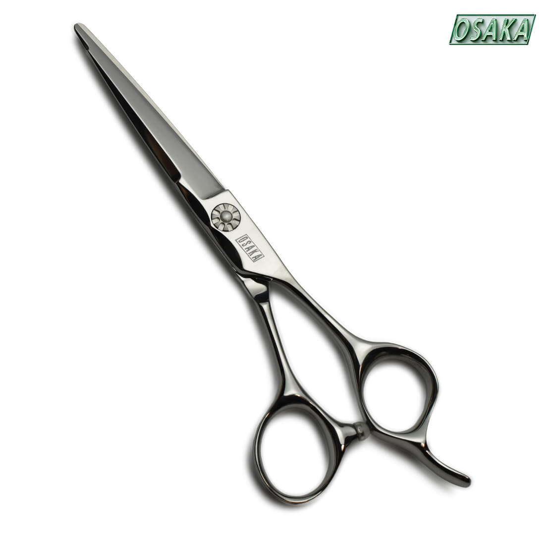 ciseaux osaka od en 6.5 pouces possèdant une lame en forme d'épée, dessinée pour une plus grande puissance de coupe. Ainsi qu'un manche ergonomique avec un anneau du pouce recourbé. Idéal en piquetage et en peigne ciseaux coupe homme. 