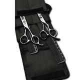 pack de ciseaux blacksmith avec 2 peignes yspark noirs ys334 et ys335 et une trousse de rangement