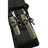 pack de ciseaux blacksmith avec 2 peignes yspark blancs ys334 et ys335 et une trousse de rangement