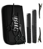 pack de ciseaux osaka composé des ciseaux OSAKA MTNoir et des ciseaux effileurs SCNoir. Les peignes yspark 339 et 335 noirs ainsi que des sépares mèches noires YSPARK SHARK complètent le pack 