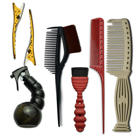 kit de coloration yspark simples composés d'outils de coloration tels que des pinceaux applicateurs, pinces sépare mèches, peigne démêloirs, vapo 