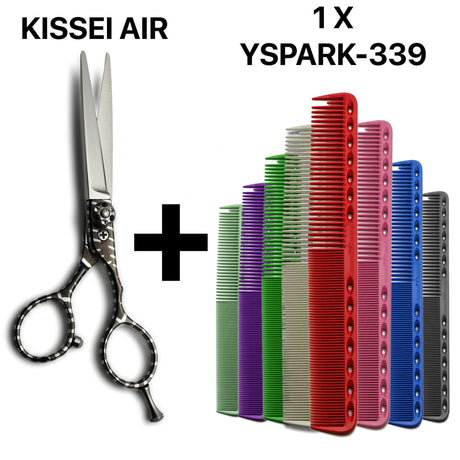 ciseaux de coupe kissei air et peignes de coupe basique yspark 339