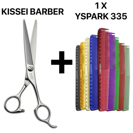 ciseaux japonais barber kissei avec peignes de coupe long yspark 335