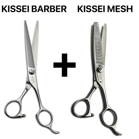 ciseaux japonais barber kissei avec ciseaux sculpteurs kissei mesh 30 dents 