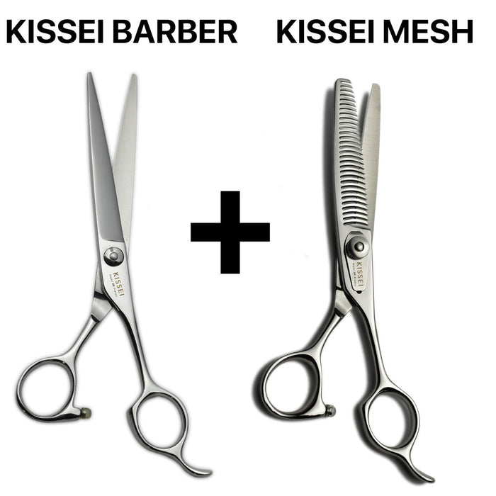 ciseaux japonais barber kissei avec ciseaux sculpteurs kissei mesh 30 dents 