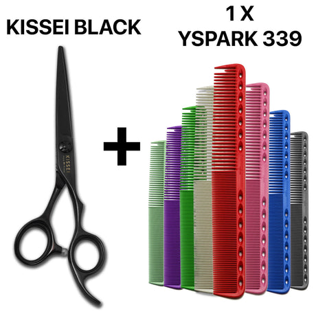 ciseaux kissei black noir japonais avec peigne de coupe yspark 339