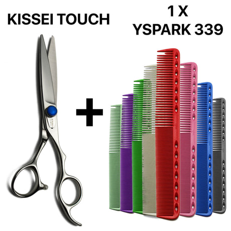 Kit de ciseaux de coiffure professionnels Kissei Touch avec peignes Y.S.PARK 339 — l’alliance parfaite entre qualité japonaise, maniabilité et contrôle de la coupe.