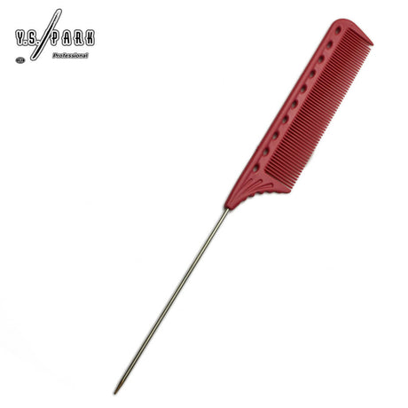 Peigne queue métallique Y.S.PARK 102 rouge– outil pro pour coupe, brushing et mise en forme des cheveux
