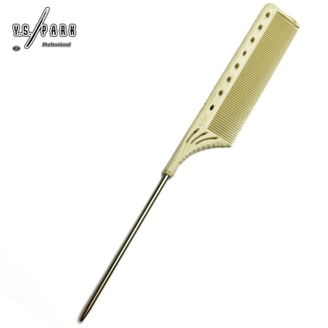 Peigne à queue métal Y.S.PARK 182 blanc – dents fines pour coiffage précis