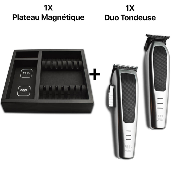 Plateau magnétique noir avec duo de tondeuse feel japan 